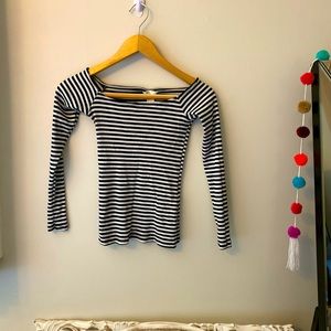 H&M Striped Off the Shoulder Top